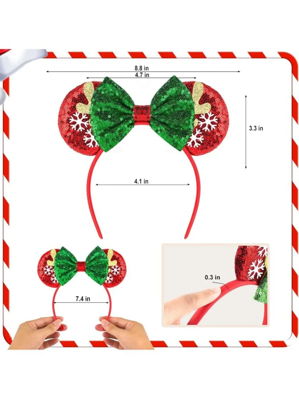 Women Green Red Cartoon Mickey Mouse Costume Headband For Cosplay